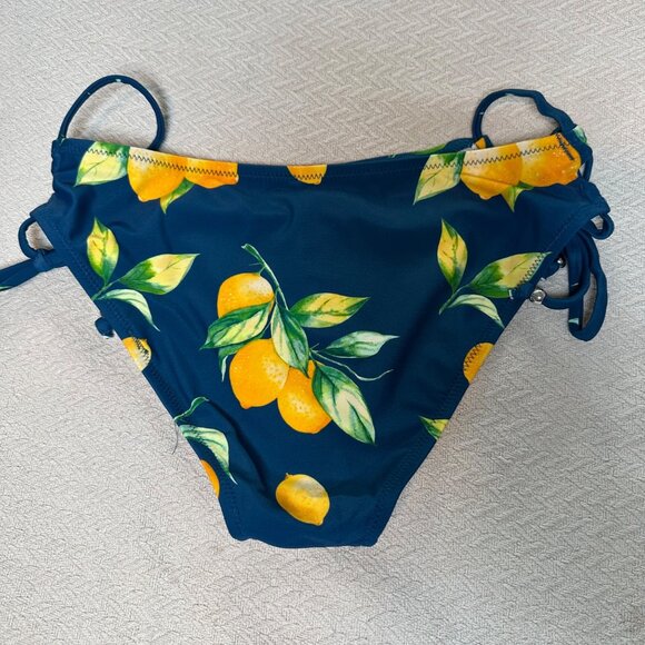 Cupshe One-Shoulder Tankini + Lemon Tie-Side Bikini Set Womens Small Black/Blue - Picture 4 of 8